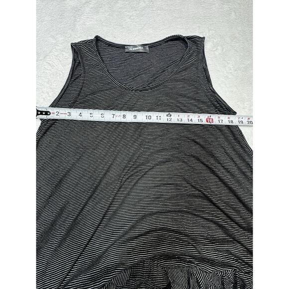 Alembika Layered Ruffle Tunic Top Black White Stripe Asymmetric Hem Size 8 - Picture 7 of 9